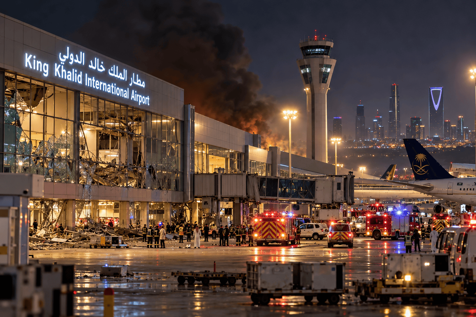 Aeroporto di Riad dopo l’attacco con voli sospesi e allerta sullo spazio aereo saudita