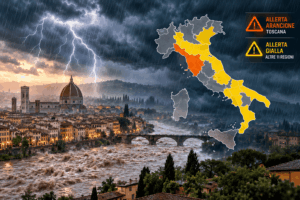 Allerta meteo 8 ottobre 2026: Toscana arancione