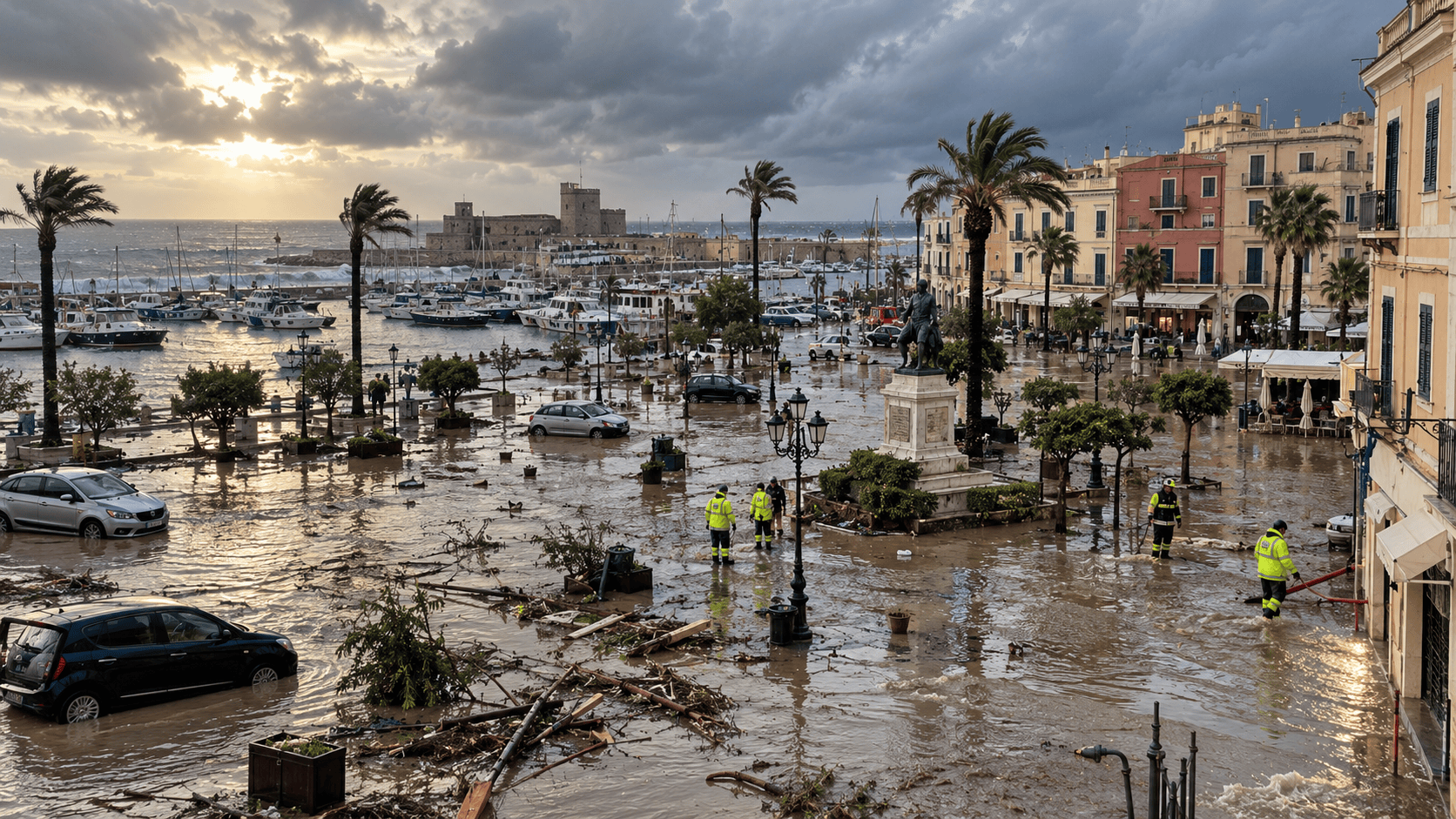 Strade allagate dopo il nubifragio tra Anzio e Nettuno