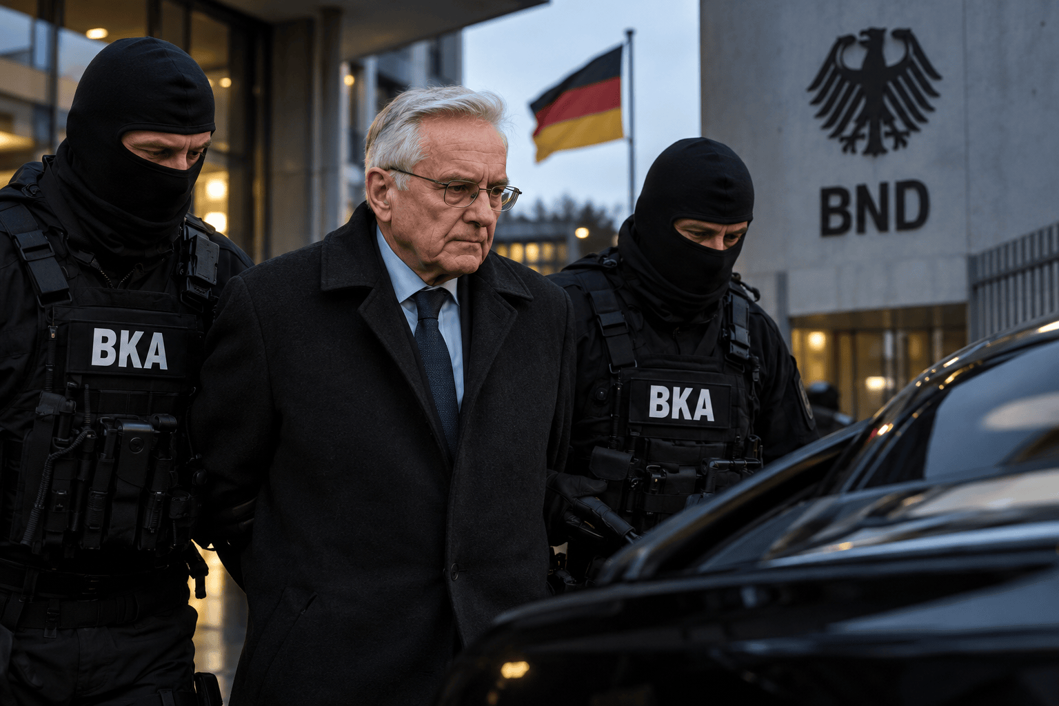 Arresto davanti alla sede BND tedesca