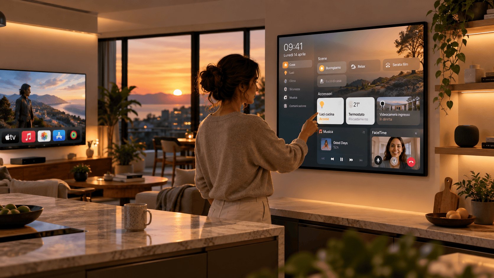 Casa intelligente con dispositivi connessi nell'ecosistema smart home