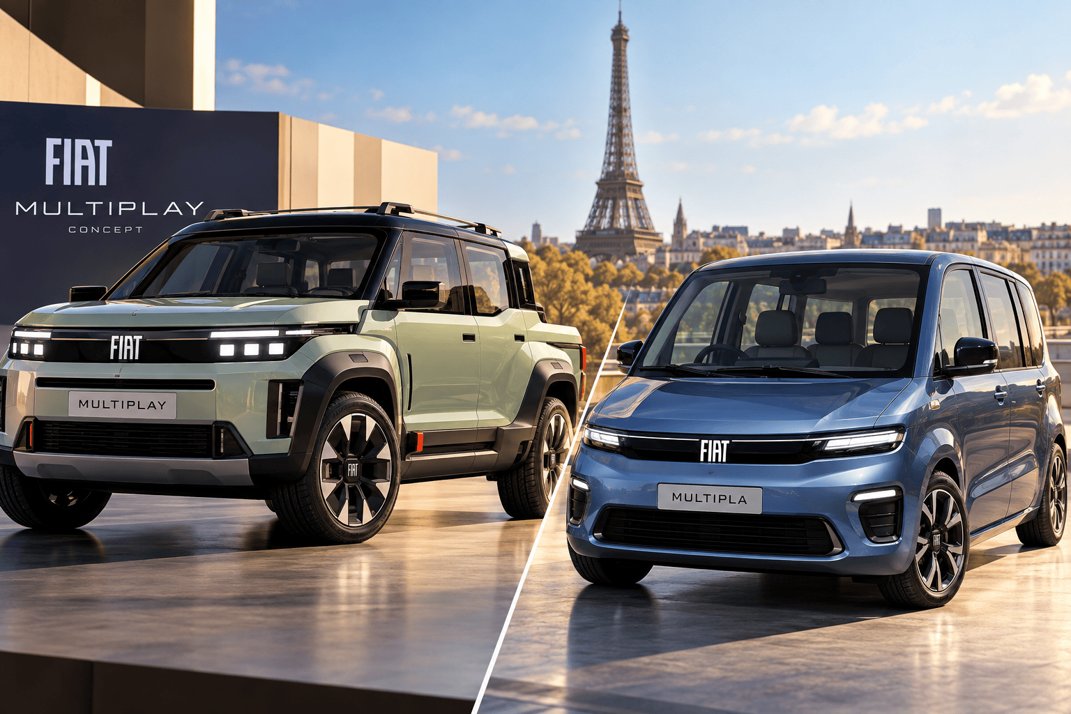 Concept Fiat Multiplay in una rappresentazione dedicata al Salone di Parigi 2026