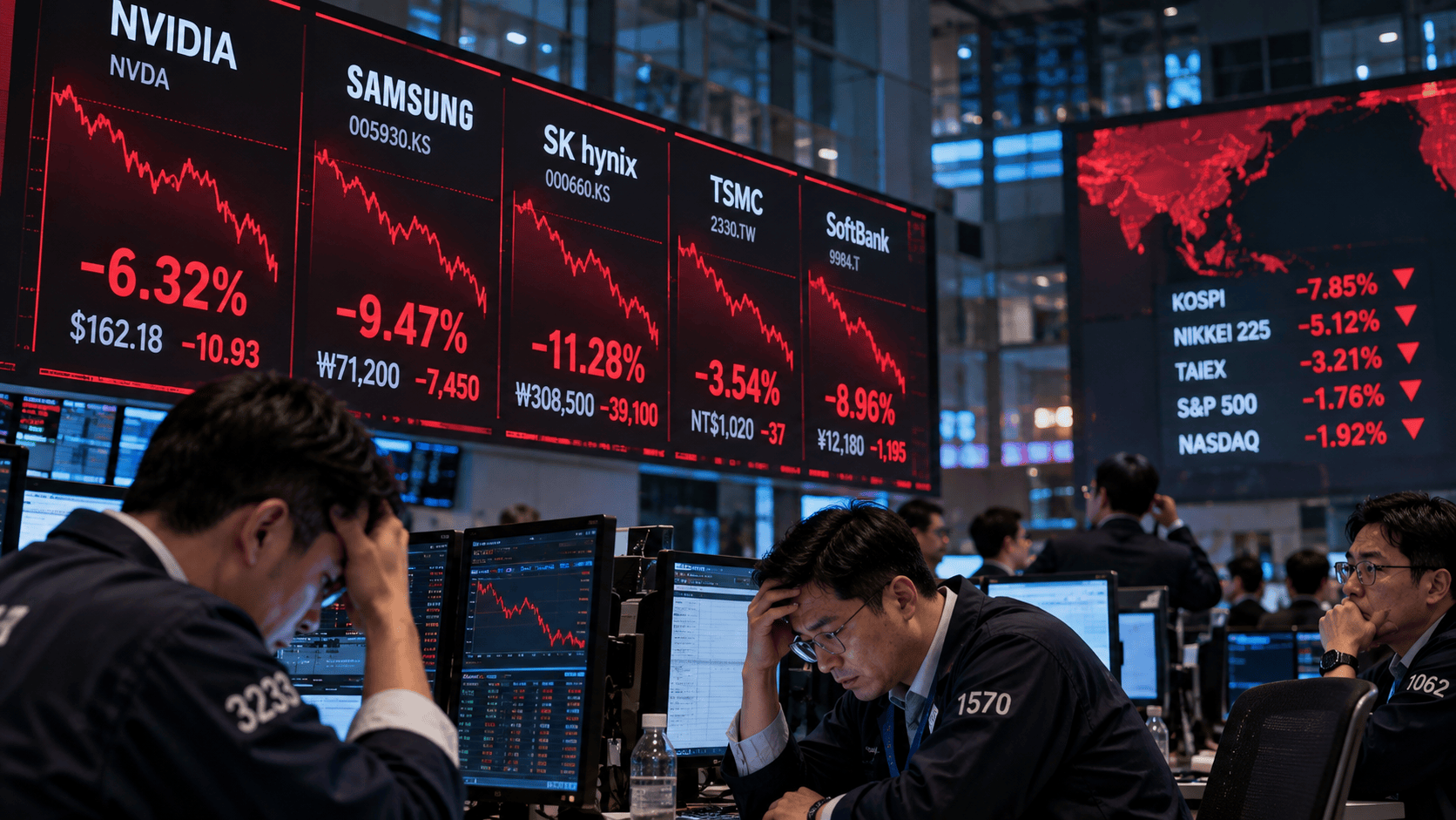 Crollo dei titoli AI e dei semiconduttori sui mercati finanziari
