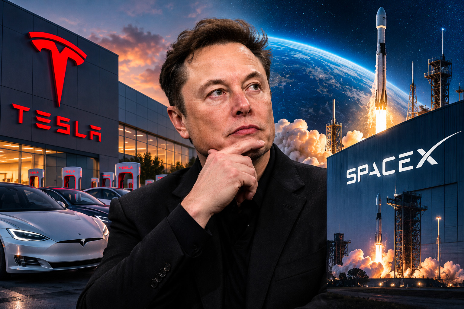 Elon Musk tra Tesla e SpaceX durante il dibattito sulla possibile fusione
