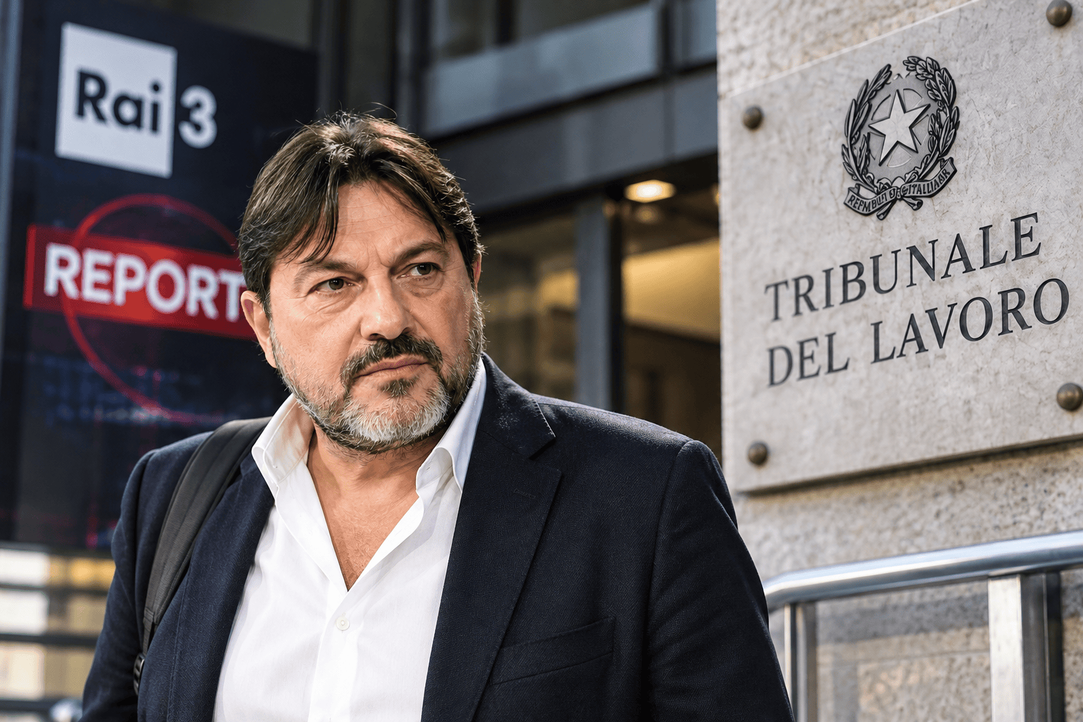 Illustrazione editoriale sul ricorso di Sigfrido Ranucci contro la Rai davanti al Tribunale del Lavoro