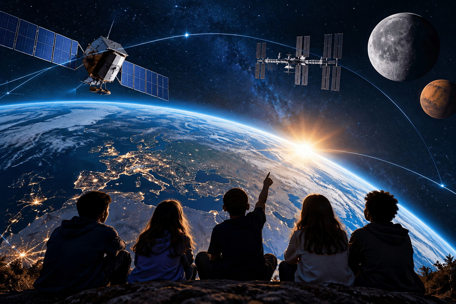 Giovani esploratori osservano stelle, satelliti e missioni spaziali durante attività di divulgazione scientifica