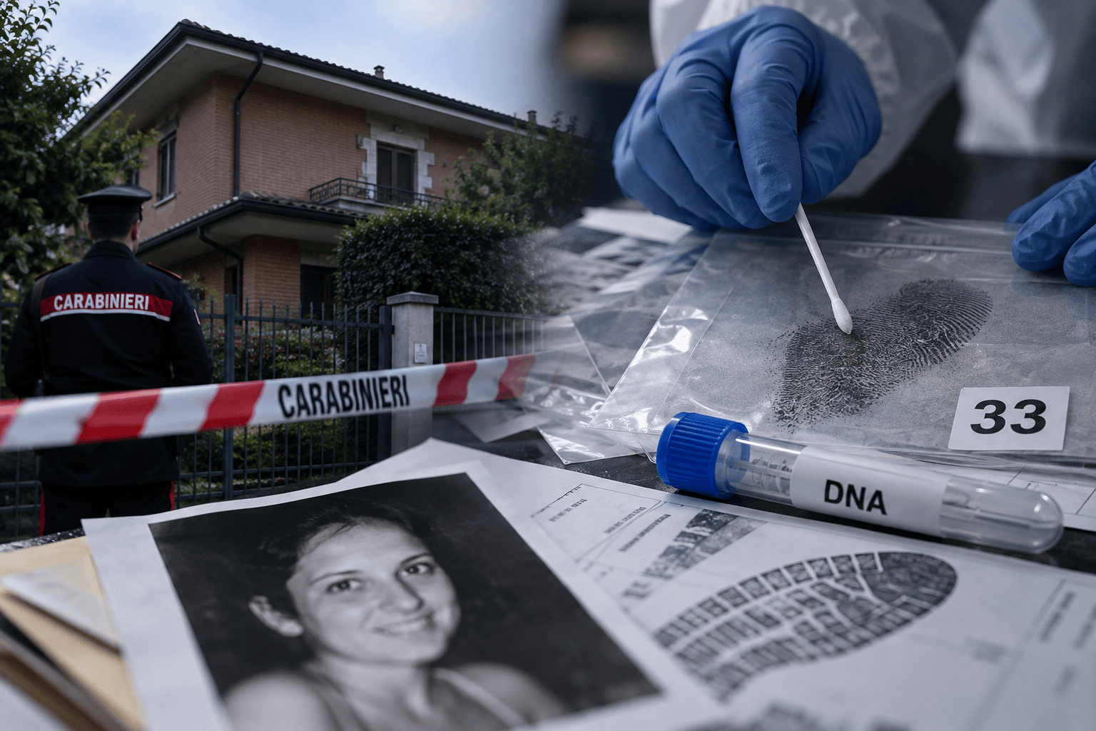 Documenti investigativi con impronte e analisi del DNA nel caso Garlasco