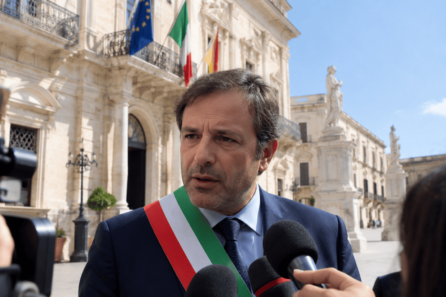 Francesco Italia durante un'intervista a Siracusa dopo l'inchiesta Nexus