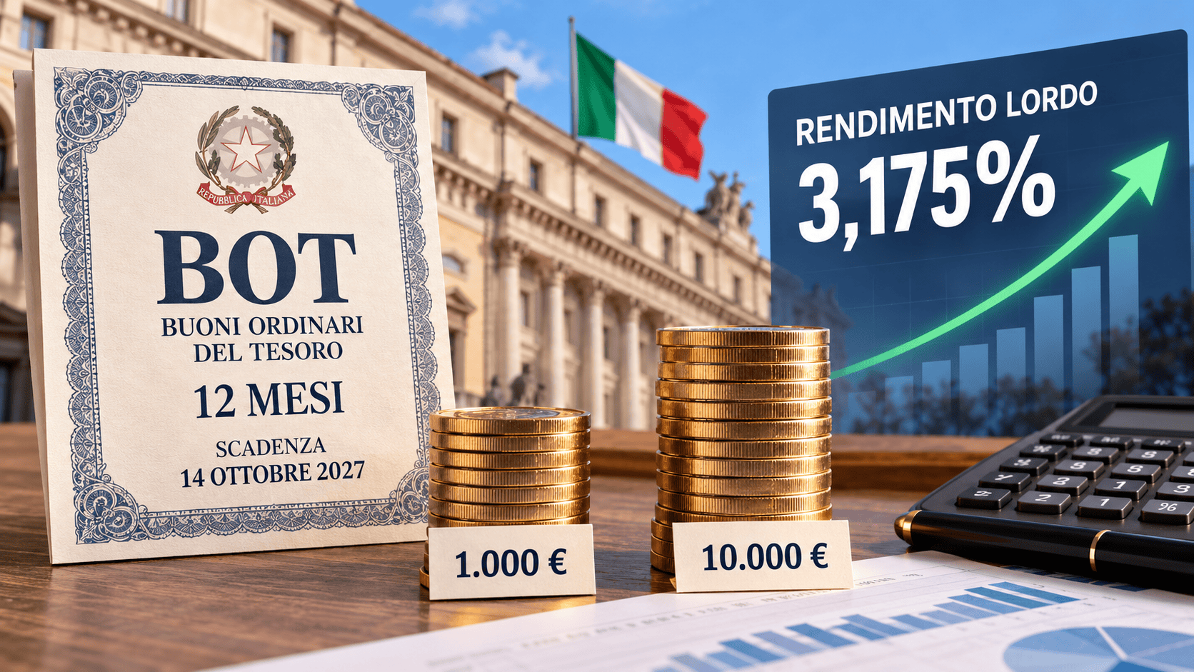 BOT italiani e rendimento dell’asta del 9 ottobre 2026