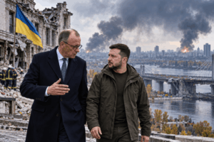 Ucraina, Merz a Kiev durante i raid: «Putin fermi la guerra»