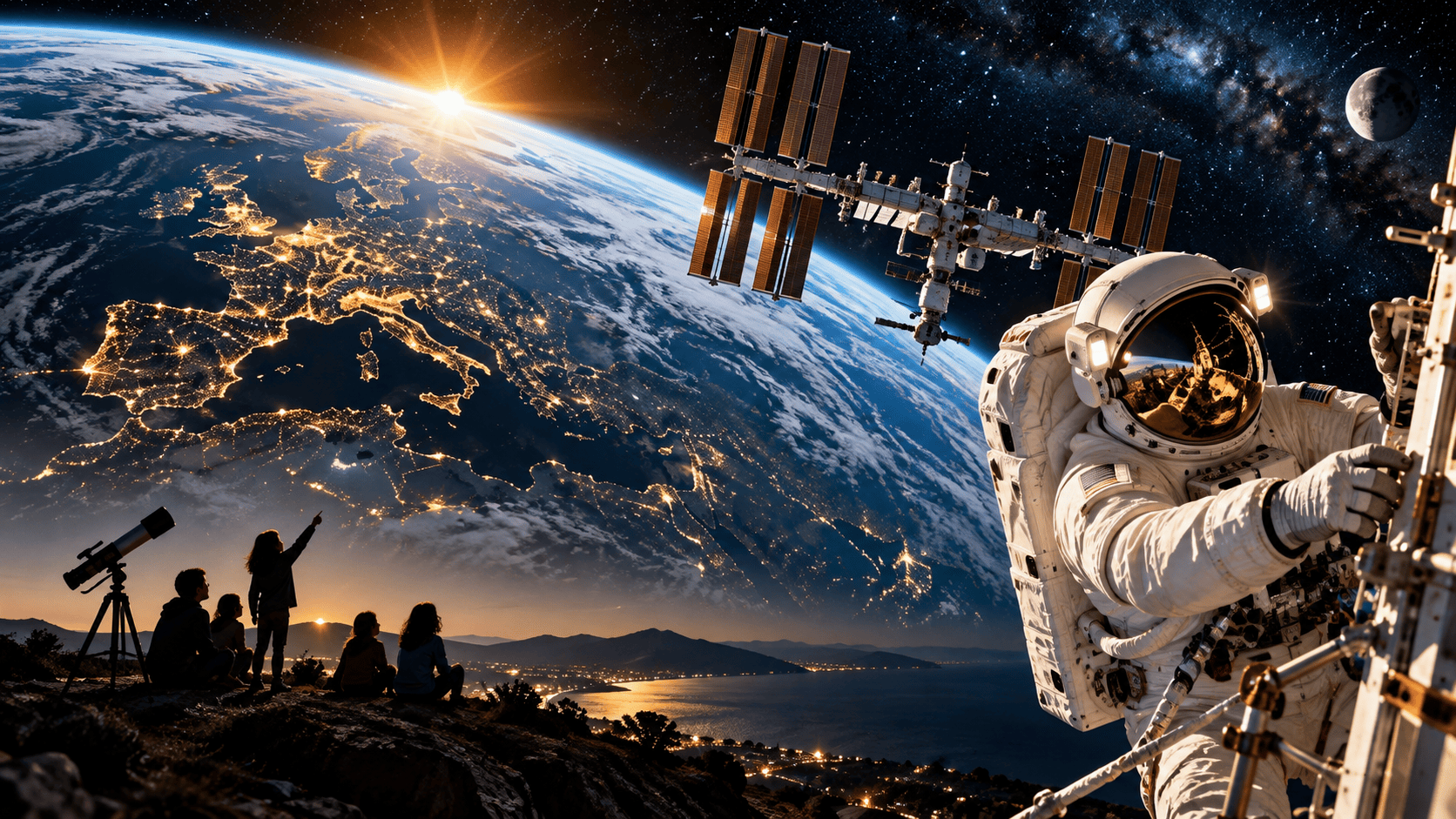 Stazione Spaziale Internazionale in orbita sopra la Terra durante la Settimana Mondiale dello Spazio