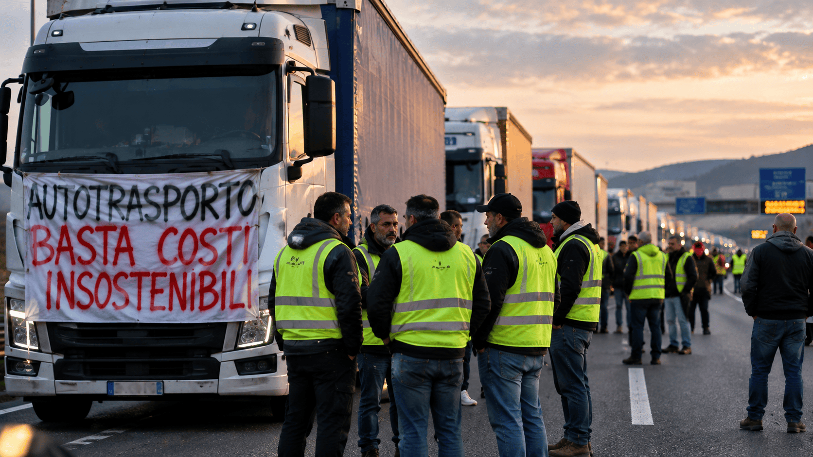 Camion durante una mobilitazione stradale contro il caro carburante