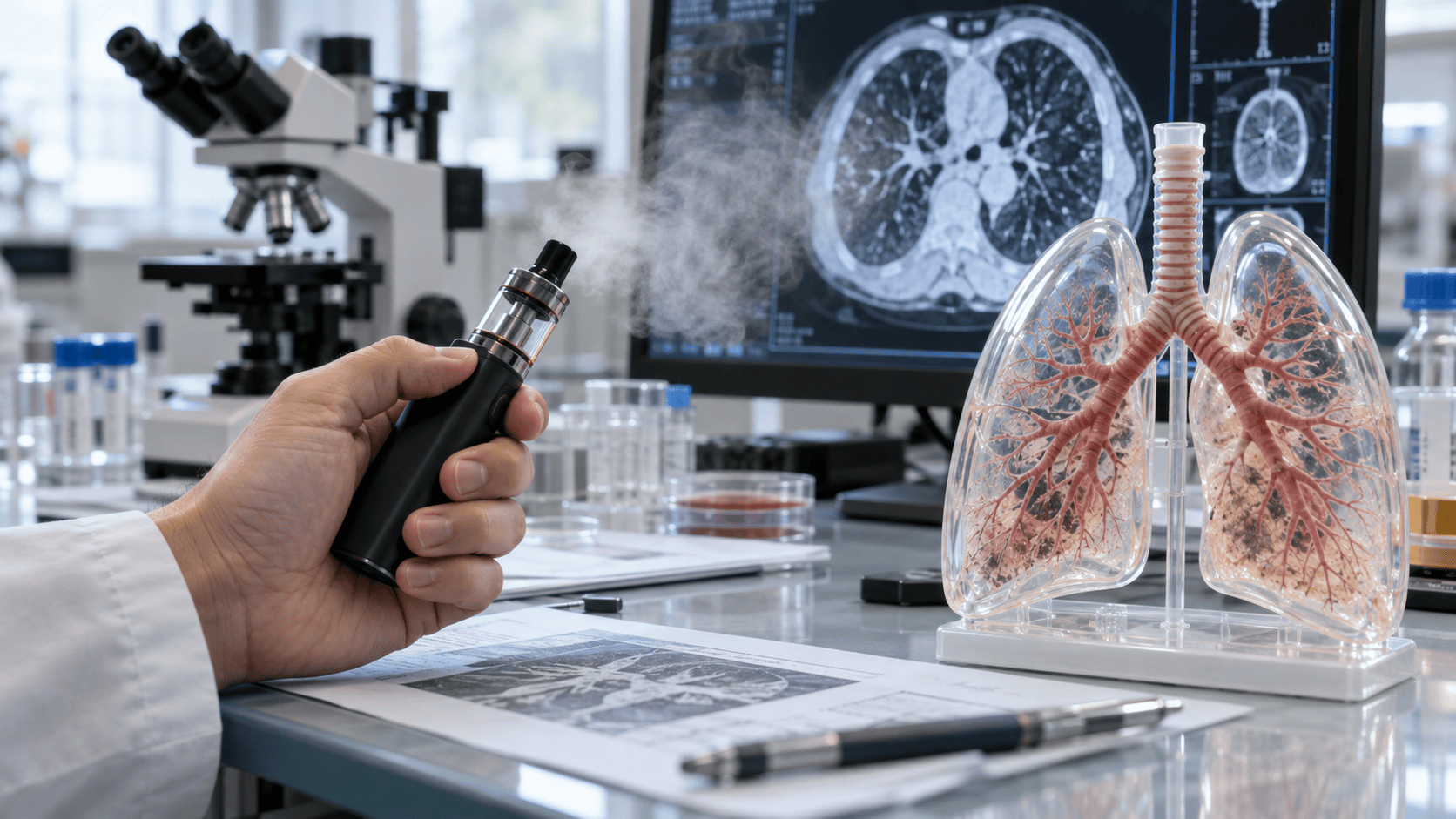 Ricerca di laboratorio sugli effetti del vaping sul tessuto polmonare