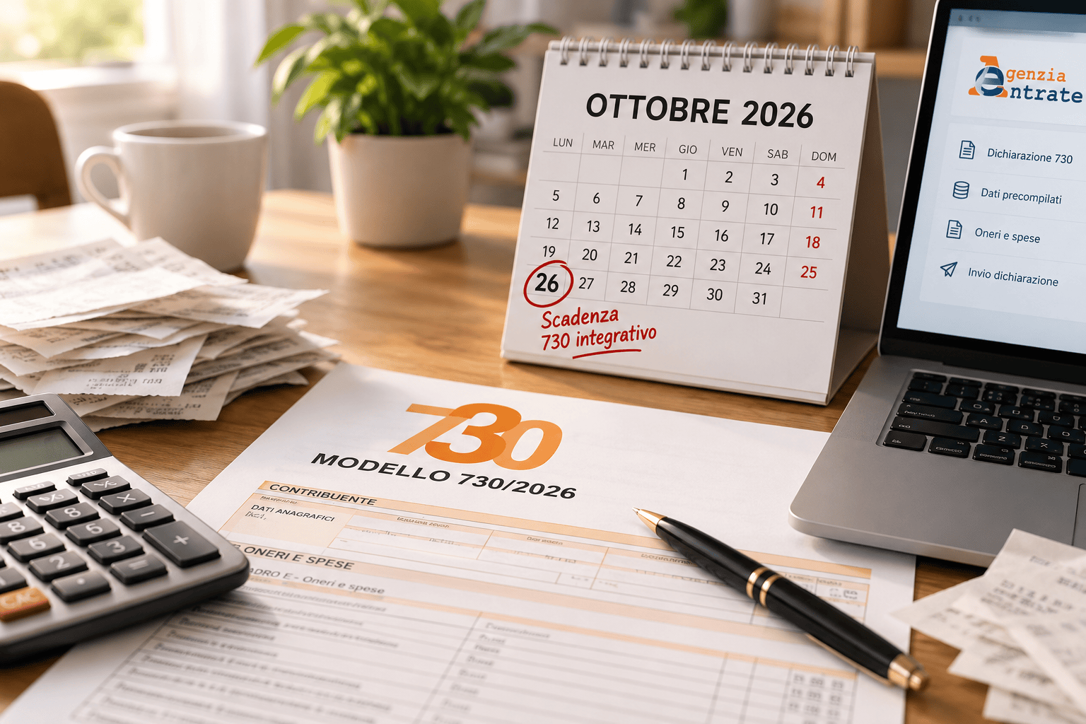 Modello 730/2026, ricevute e calendario con la scadenza del 26 ottobre per il 730 integrativo
