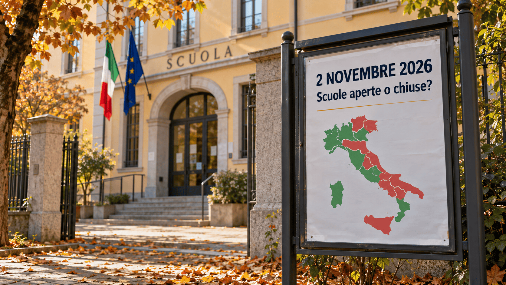 Scuola italiana in autunno e verifica dell'apertura o chiusura il 2 novembre 2026