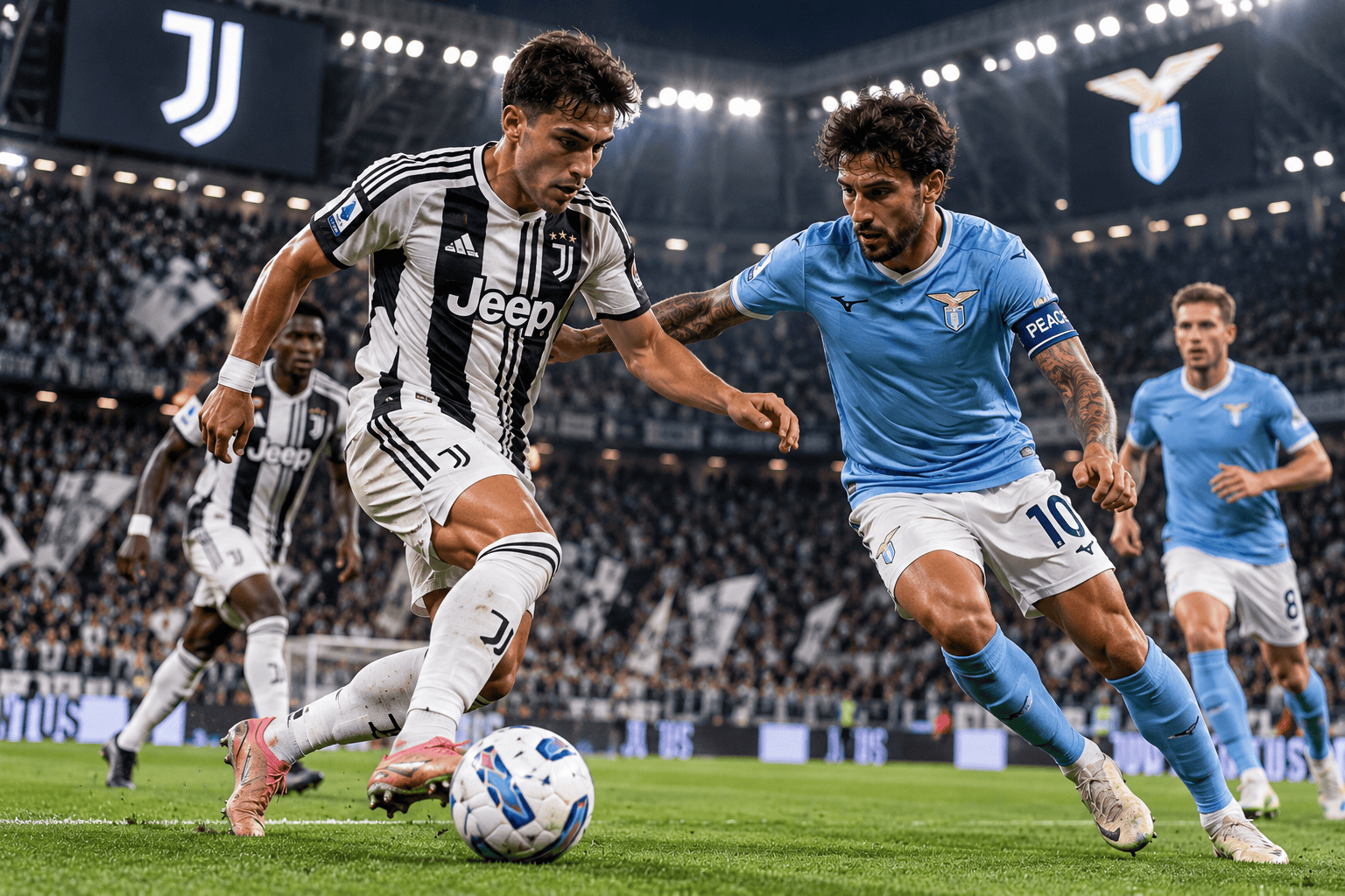 Sfida tra Juventus e Lazio sotto le luci dell’Allianz Stadium