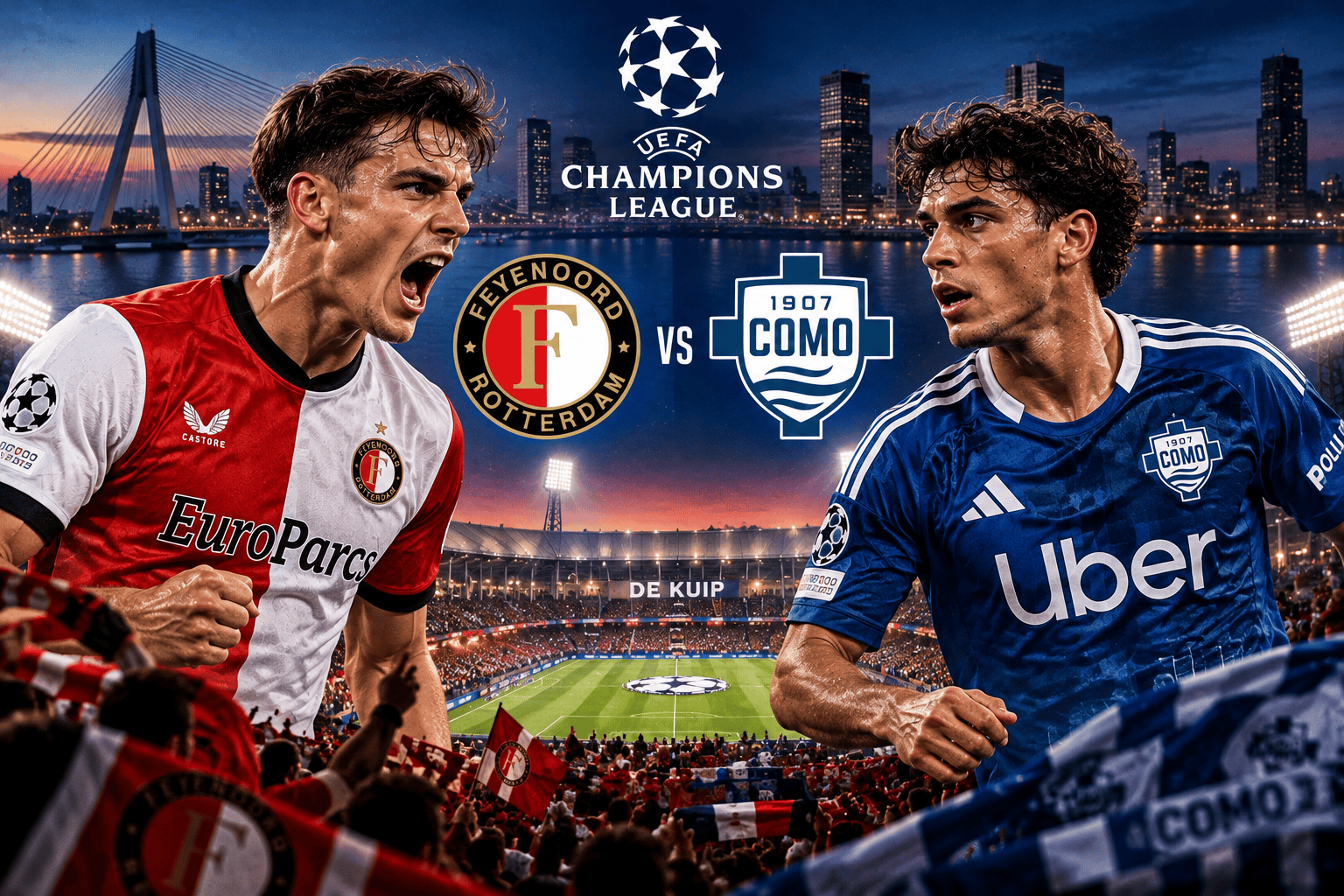 Feyenoord e Como protagoniste della sfida serale di Champions League a Rotterdam