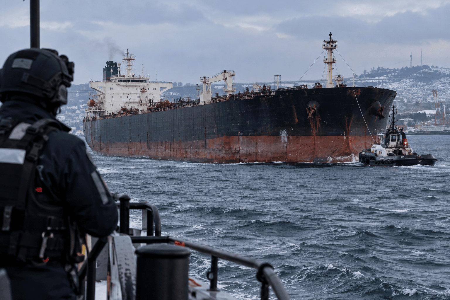Petroliera in un porto nel contesto delle sanzioni e dei costi del trasporto energetico