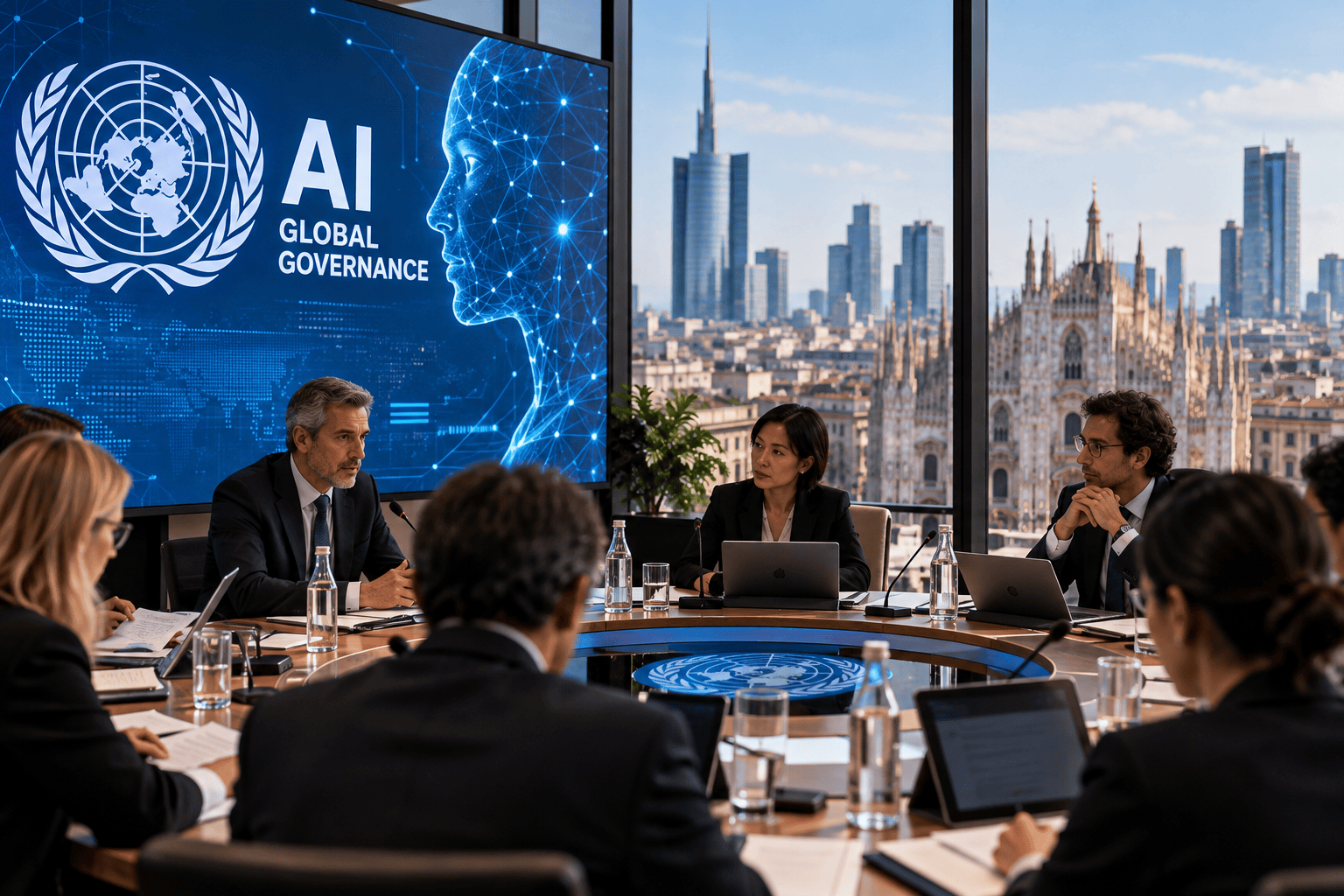 Partecipanti a un vertice internazionale dedicato all'intelligenza artificiale