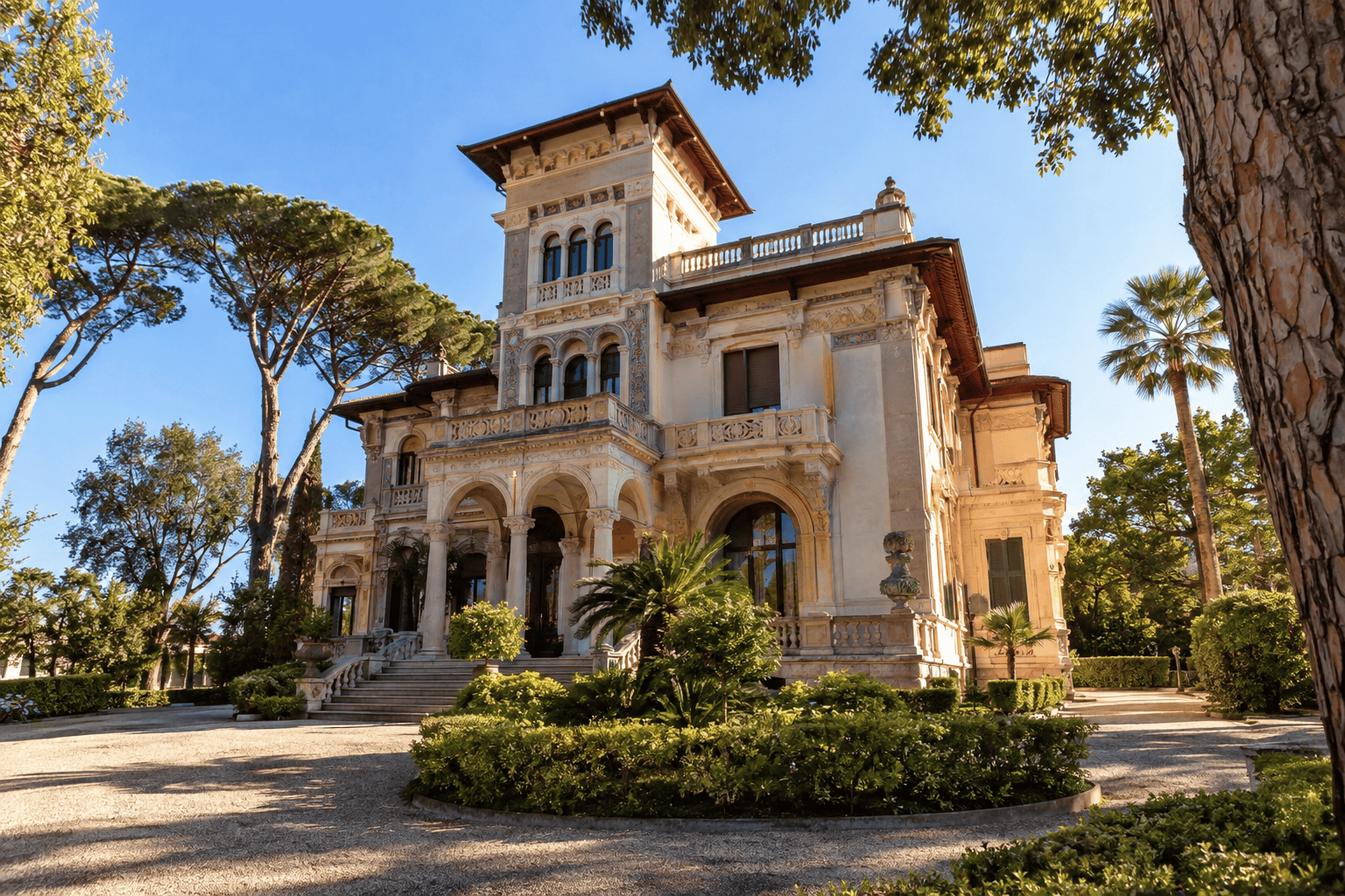 Villa storica immersa in un giardino mediterraneo durante le Giornate FAI a Roma