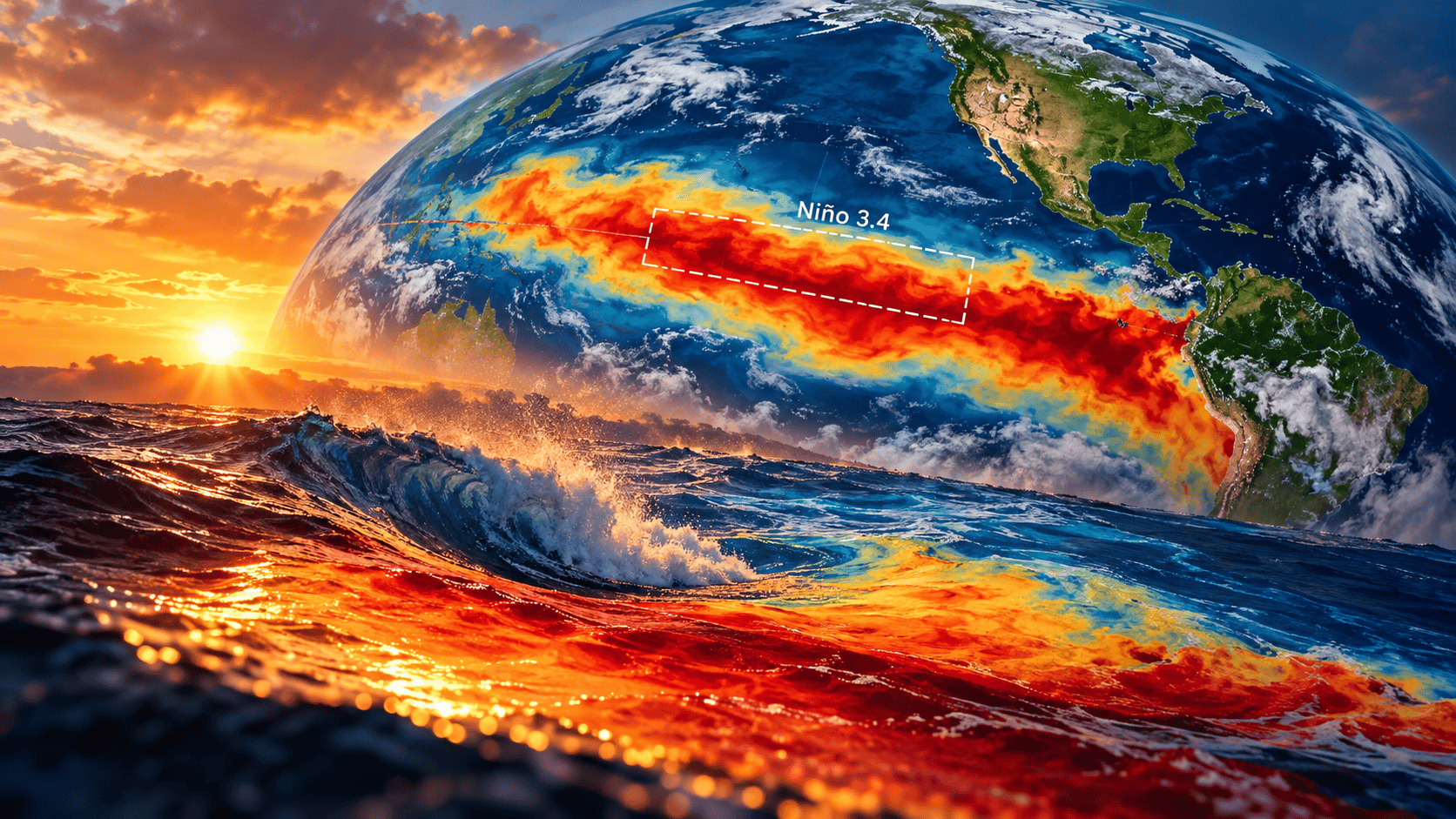 Mappa globale della regione Niño 3.4 utilizzata per monitorare l’intensità di El Niño