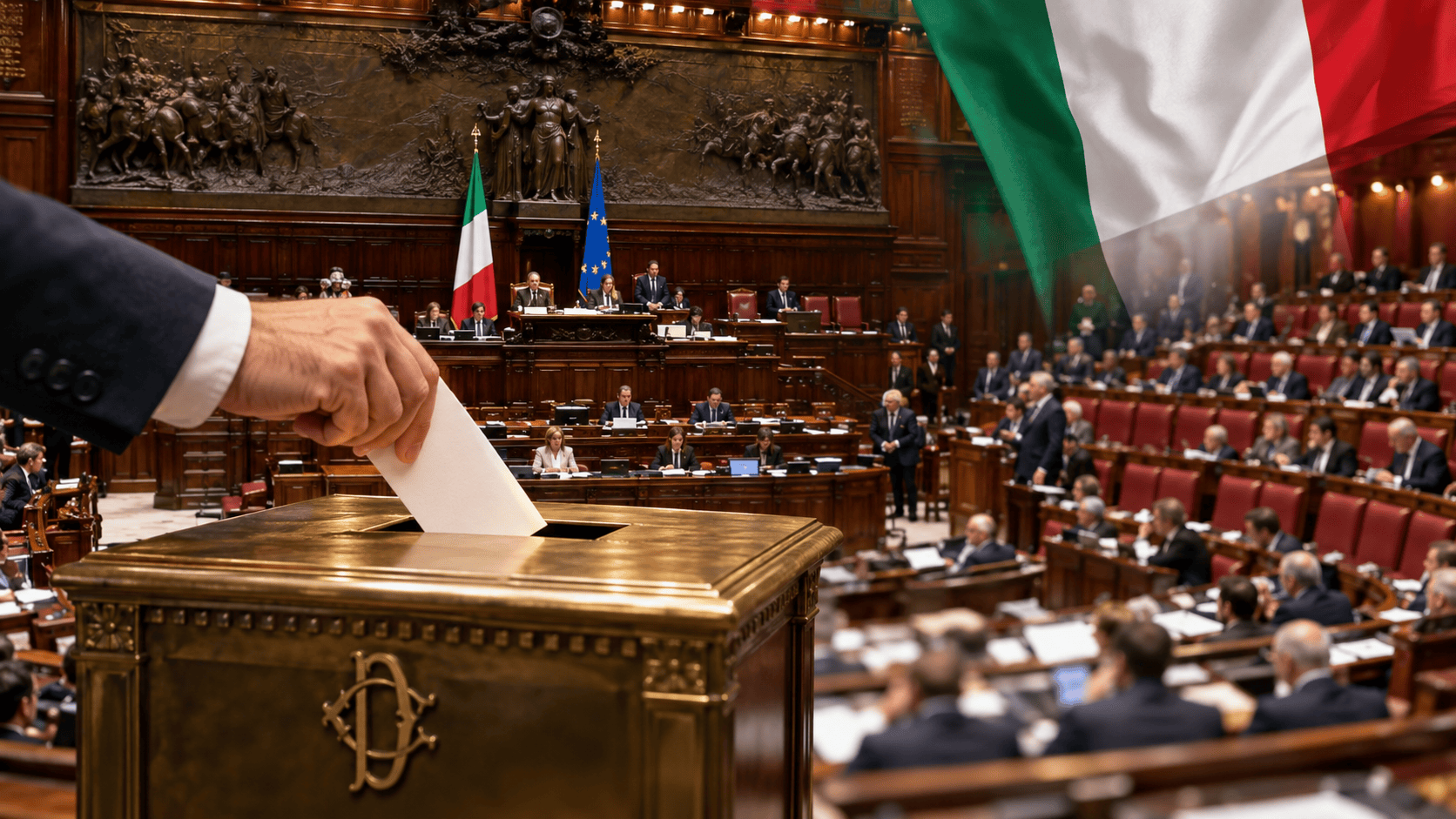 Voto nell’Aula del Parlamento italiano durante l’esame della legge elettorale 2026